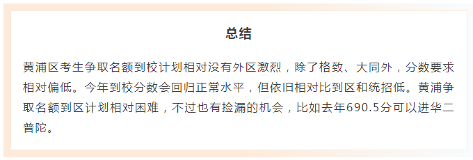 黄浦区考生争取名额到校计划相对没有外区激烈，除了格致、大同外