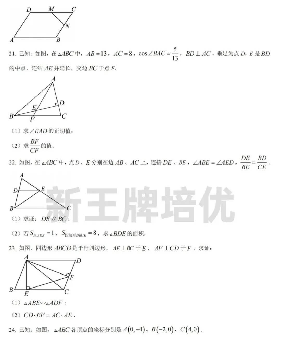 九年级期中考真题试卷